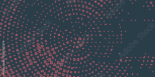 Circular Halftone Pattern Concentric Circles Frame Vector Red Black Colour Abstract Background. Mod Minimalist Art Half Tone Graphics Rippled Structure. Retro Futurism Technology Art Illustration