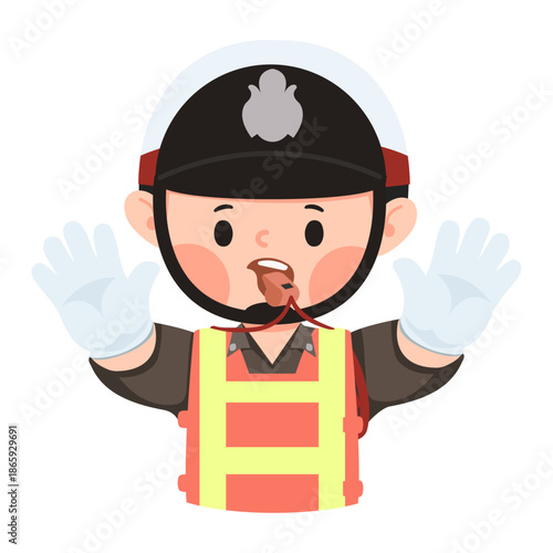 Cartoon Traffic Policeman with Safety Vest