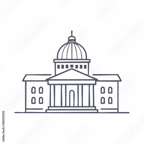 Government Institution Outline Icon Representing Public Office, Legal Authority, and Civic Administration Concept for Politics, Law, and Governance Design