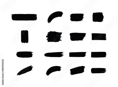 Paint Smear Icons. Paint smear icons. Solid icon set of paint smear icons: long smear, curved smear, side stroke, thick stripe, dragging mark, uneven smear,