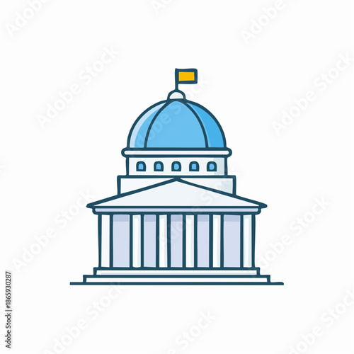 Government Building Icon Representing National Authority, Public Administration, Democracy, and Civic Institution Concept for Political and Official Illustration