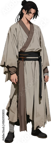 Ancient Style Figure: A full-length view of a person, embodying the essence of an ancient time era, in a graceful pose that reflects serenity and wisdom.