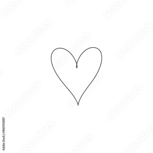Minimalist heart shape drawing in black and white
