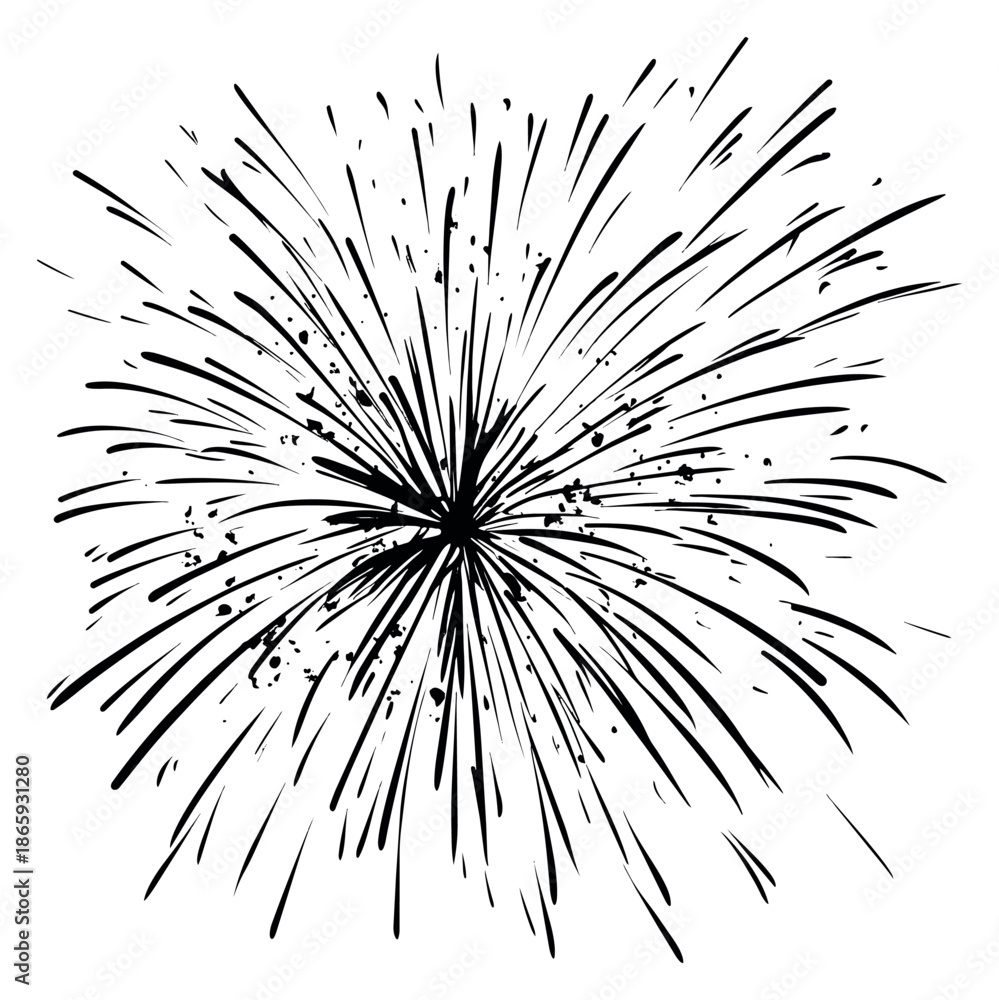 Naklejka premium Line art illustration of a firework depicting an explosion for celebration designs