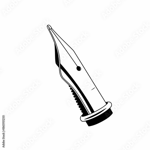 Black and white drawing of a fountain pen nib