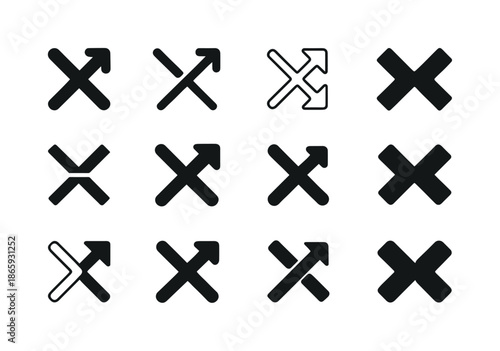 Transit Logos Collection. Transit countries. Icon set. Set Logo of transit countries: crossing arrows. harmonious logo variations of the same emblematic