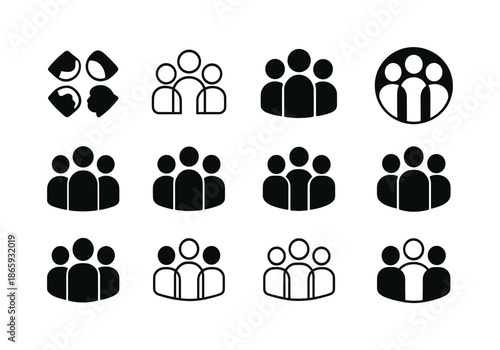Diverse Equality Logos. Racial Equality. Icon set. Set Logo of Racial Equality: diverse human silhouettes. harmonious logo variations of the same emblematic