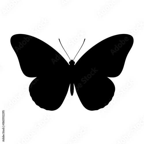 Black butterfly silhouette with detailed wings and antennae