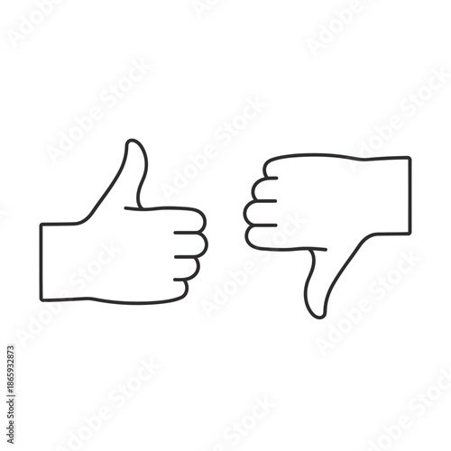 Two hands, one giving a thumbs up and the other giving a thumbs down