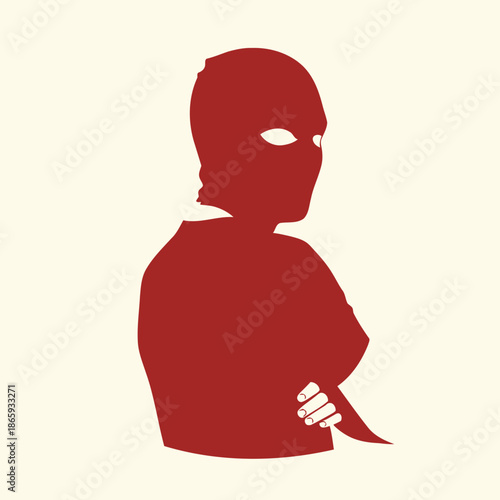Red silhouette of a person with their hand on their chin, thinking or contemplating