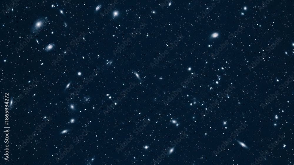 Fototapeta premium Dark blue starry night sky with white stars and stardust celestial space