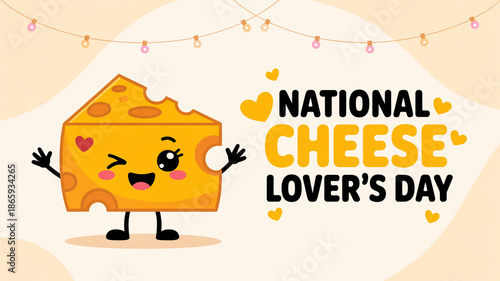 Celebrating national cheese lover s day with a cute anthropomorphic cheese illustration