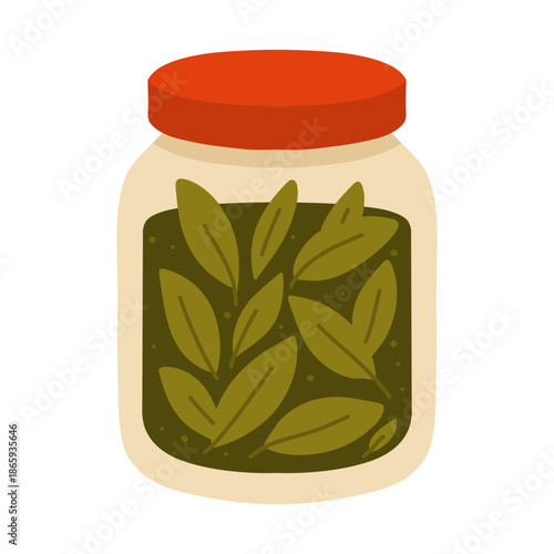 Jar of loose leaf tea with lid. For tea packaging, labels, cafe menus, grocery promos, recipe cards, food blogs.