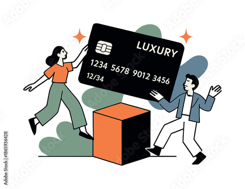 Luxury Card Prestige. Luxury Card Presentation. The card floats atop a minimal geometric pedestal, angled to show embossed numbers and chip, with floating