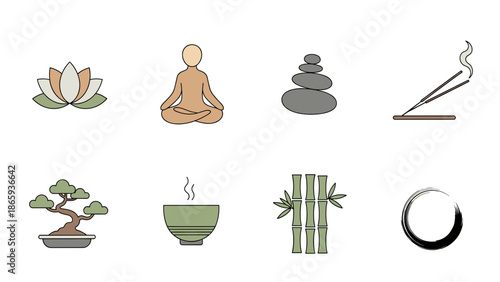 Collection of Zen and Meditation Symbols.