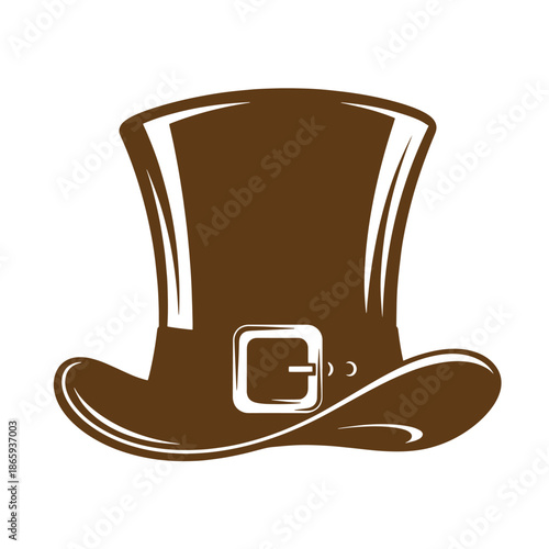 browntallhatwithbuckleisolatedonwhitebackground