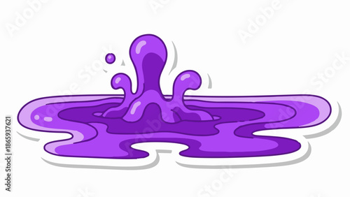 Vibrant purple liquid splashes and swirls with rounded edges on a white background