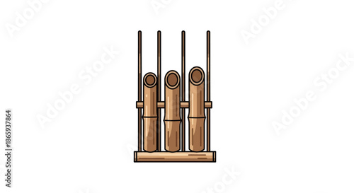 Angklung Musical Instrument: Traditional Bamboo Percussion with Frame.
