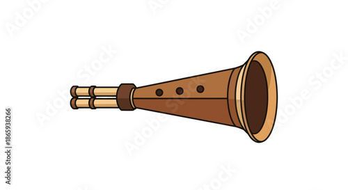 Cartoon Brown Traditional Wind Musical Instrument with Double Reed.