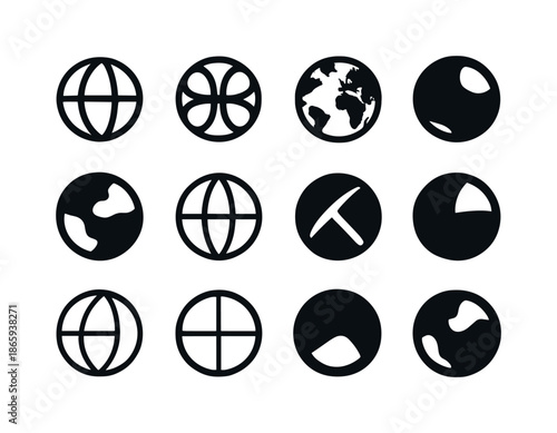 Harmonious Circle Logos. Round. Icon set. Set Logo of Round: Orb Symbol. harmonious logo variations of the same emblematic concept, each with different