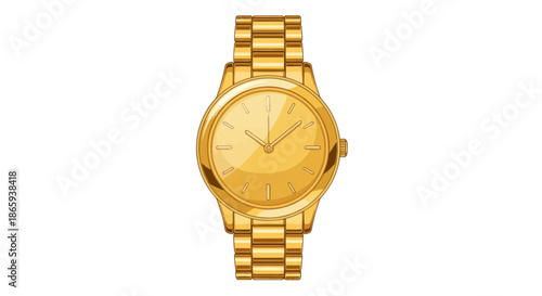 Luxurious Golden Wristwatch with Classic Metal Band and Smooth Dial.