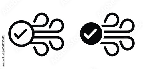 Clean Air icon in flat  solid vector set. Modern checkmark icons for approval and confirmation. 