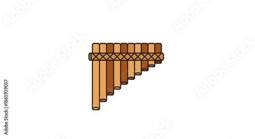 Traditional Wooden Pan Flute Wind Musical Instrument.