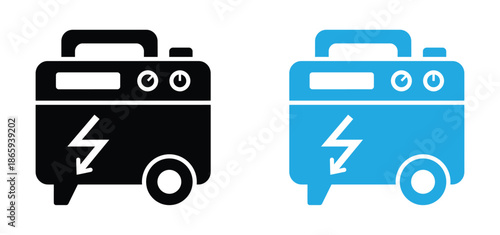 Electric generator icon. Portable power generator icons. Portable power generator icon Outline vector symbol sign