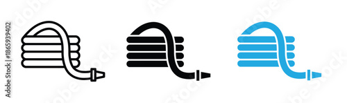 Electric cable vector line icon illustration collection. Electric cable icons in black and blue for technology designs. 