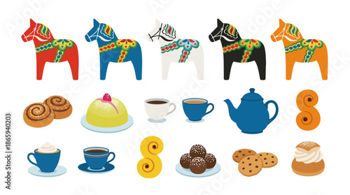 Colorful Dala Horses and Swedish Treats.