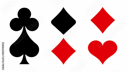 Four playing card suits displayed clubs diamonds hearts and spades