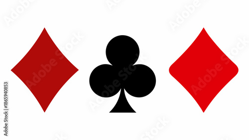 Three playing card suits diamonds clubs and diamonds are displayed