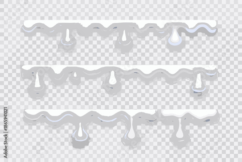 Realistic white liquid drips and flows on a transparent background illustration