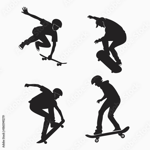 Skateboarders in action