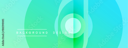 Abstract gradient circles create dynamic background. Turquoise, green hues blend smoothly, offering modern visual appeal. Text labels design elements.