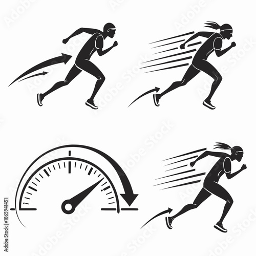 Running silhouettes with speedometer
