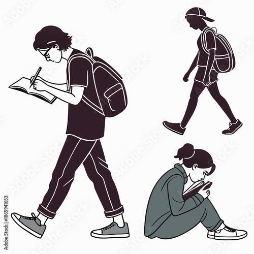 Students engaged in various activities