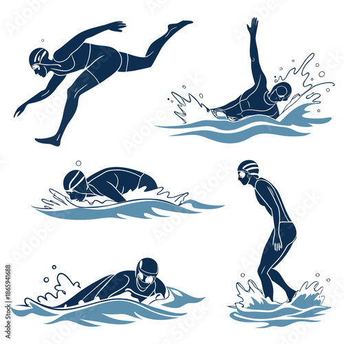 Illustrations of swimming strokes
