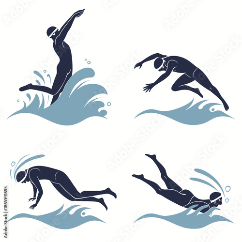 Swimming silhouettes