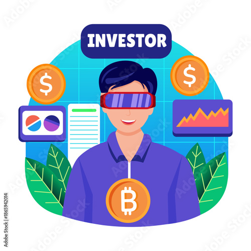 A flat style illustration representing future investor