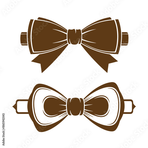 brown bow tie clip art set for mens fashion and formal wear accessories