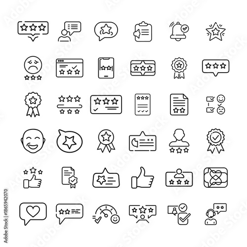 Customer review and feedback icons for rating system