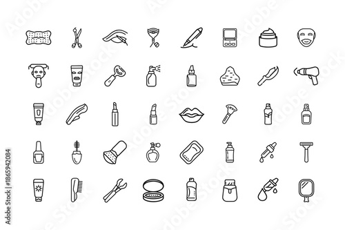 Beauty and cosmetic care icons for skincare products