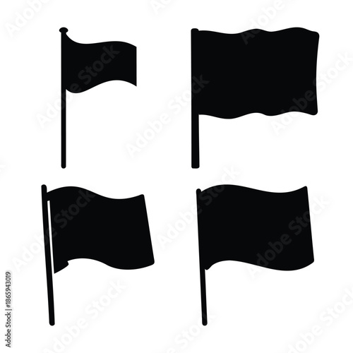 Black flag silhouettes vector set, diverse shapes, standard banner icons Vector