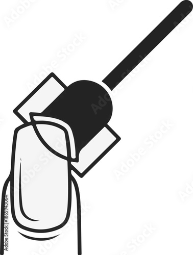 Stylized illustration of a fingernail being polished with a brush