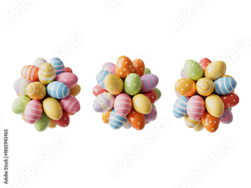 Easter sunday colorful candy eggs isolated on transparent background