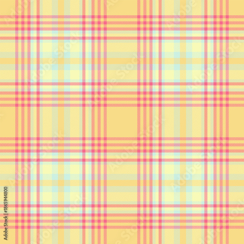 Kind plaid textile pattern, repetition fabric texture background. Covering tartan seamless vector check in light and yellow colors.