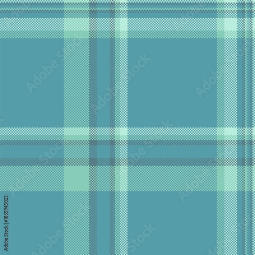 Mexican plaid pattern texture, sketching seamless background fabric. Worldwide vector tartan check textile in cyan and teal colors.