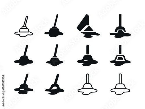 Laboratory Floor Logos. Laboratory floor. Icon set. Set Logo of laboratory floor: sanitation mop symbol. harmonious logo variations of the same emblematic