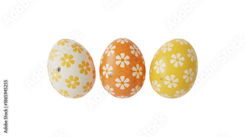 Easter sunday decorated eggs isolated on transparent background